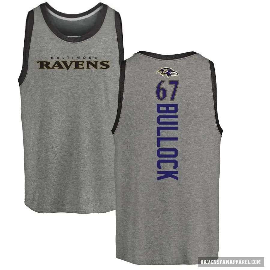 Men's ＃67 Corey Bullock Baltimore Ravens Ash Backer Tank Top