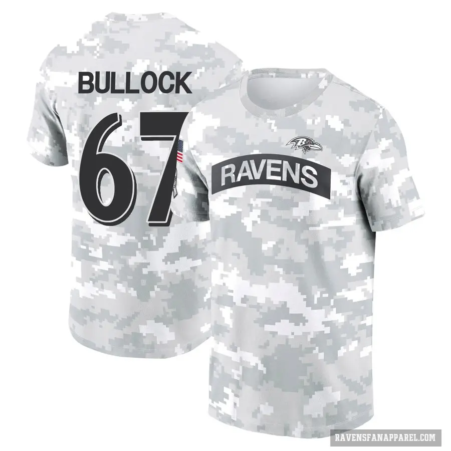 Men's ＃67 Corey Bullock Baltimore Ravens Camo Arctic 2024 Salute to Service Performance T-Shirt