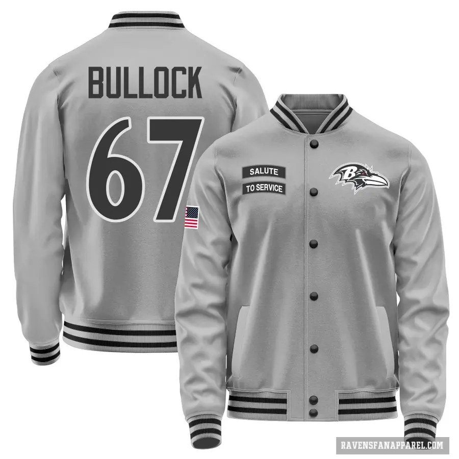 Men's ＃67 Corey Bullock Baltimore Ravens Gray Salute to Service Performance Jacket