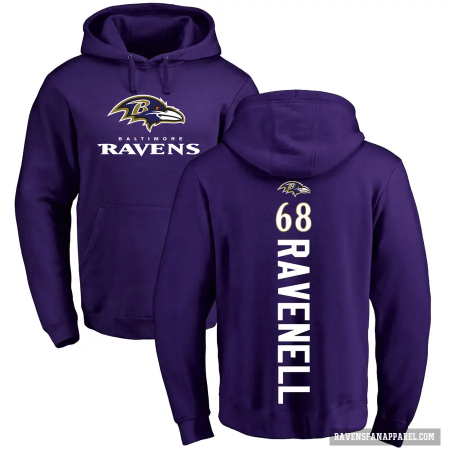 Men's ＃68 C.J. Ravenell Baltimore Ravens Purple Pro Line by Branded Backer Pullover Hoodie