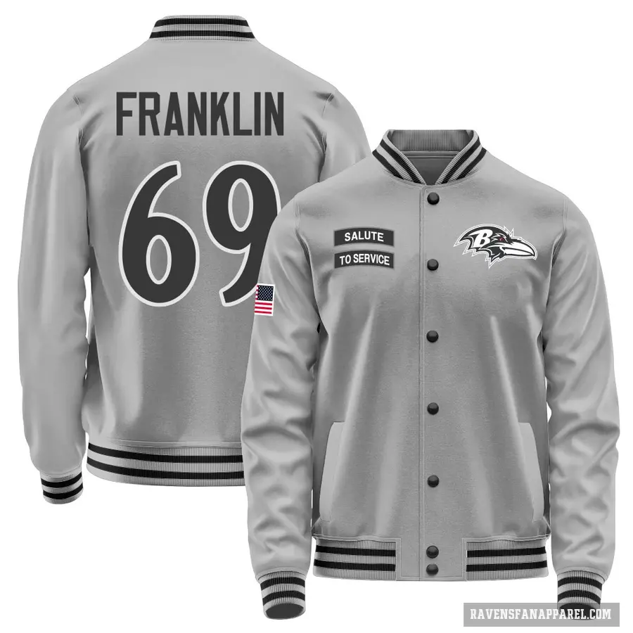 Men's ＃69 Ja'Mion Franklin Baltimore Ravens Gray Salute to Service Performance Jacket