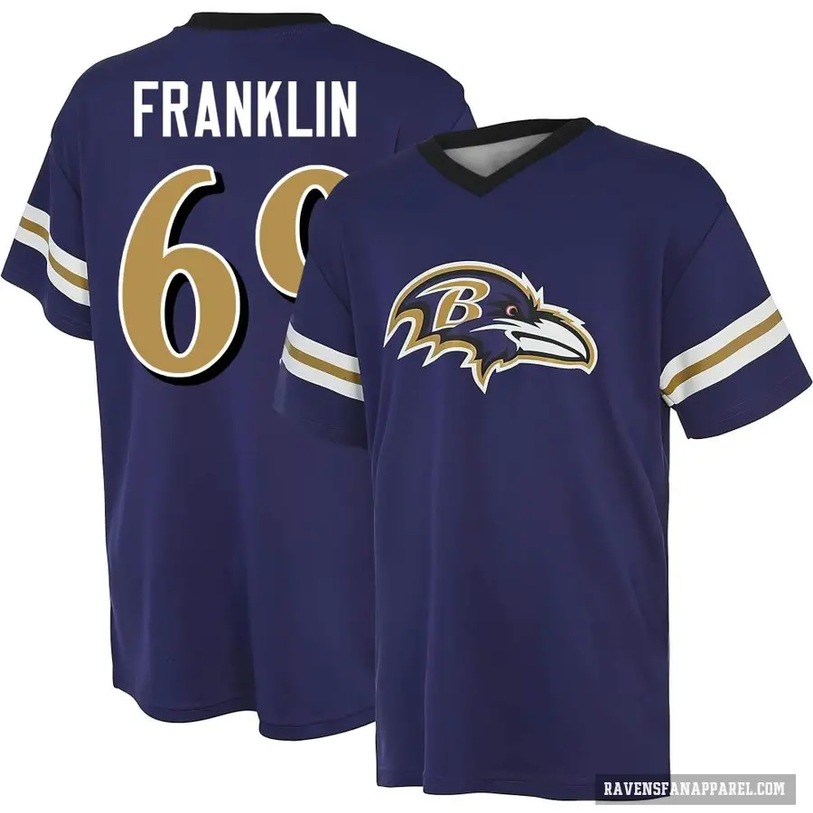 Men's ＃69 Ja'Mion Franklin Baltimore Ravens Purple Game Day V-Neck T-Shirt