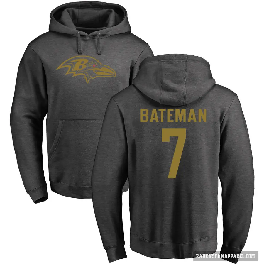 Men's ＃7 Rashod Bateman Baltimore Ravens Pro Line by Branded Ash One Color Pullover Hoodie