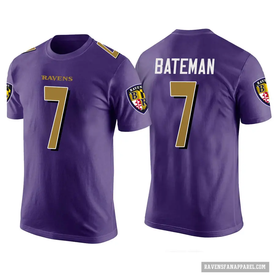 Men's ＃7 Rashod Bateman Baltimore Ravens Purple Color Rush T-Shirt