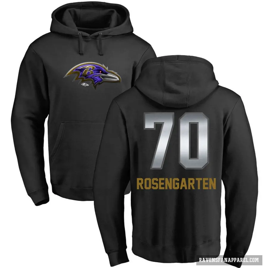 Men's ＃70 Roger Rosengarten Baltimore Ravens Black Midnight Mascot Pullover Hoodie