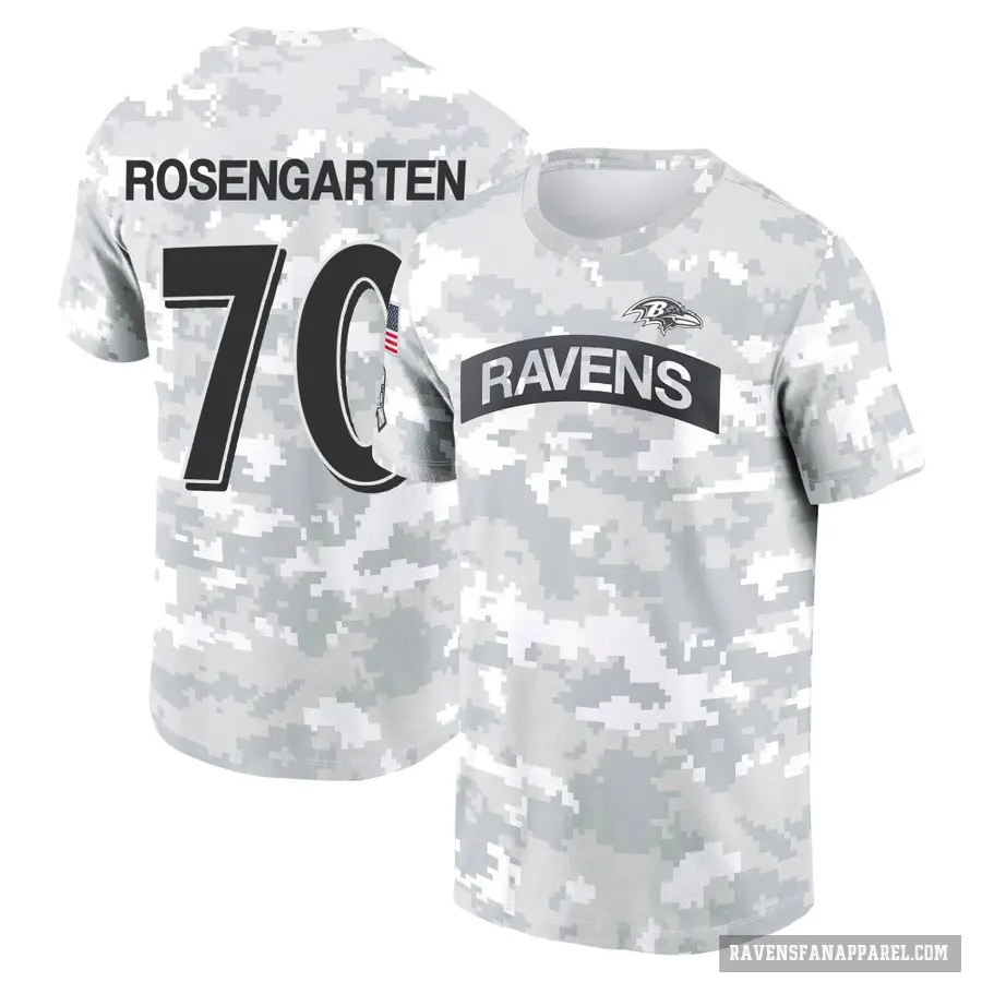 Men's ＃70 Roger Rosengarten Baltimore Ravens Camo Arctic 2024 Salute to Service Performance T-Shirt