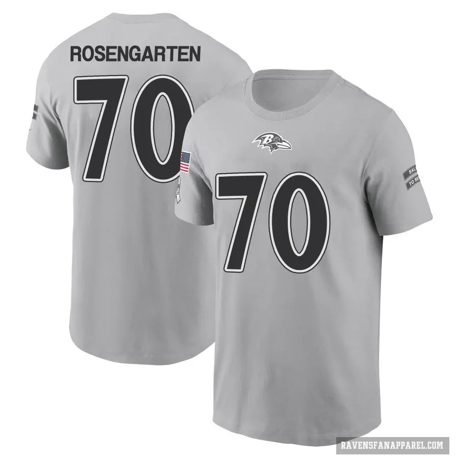 Men's ＃70 Roger Rosengarten Baltimore Ravens Gray 2024 Salute to Service T-Shirt