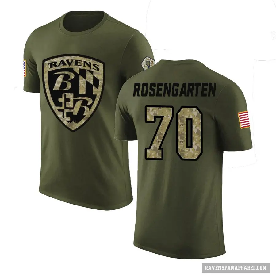 Men's ＃70 Roger Rosengarten Baltimore Ravens Olive Salute to Service T-Shirt