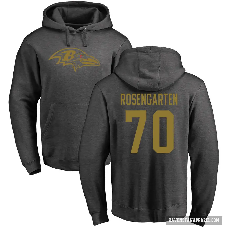 Men's ＃70 Roger Rosengarten Baltimore Ravens Pro Line by Branded Ash One Color Pullover Hoodie