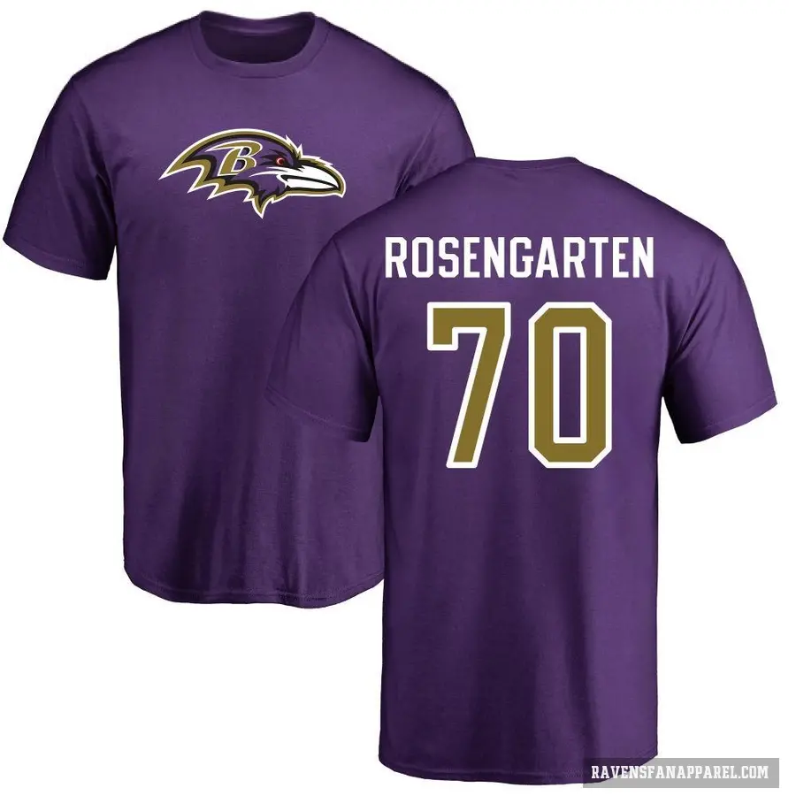 Men's ＃70 Roger Rosengarten Baltimore Ravens Purple Logo T-Shirt