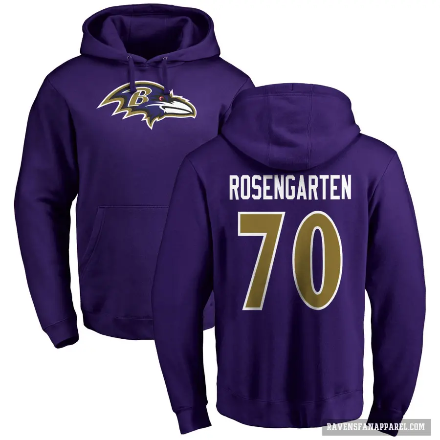 Men's ＃70 Roger Rosengarten Baltimore Ravens Purple Pro Line by Branded Name & Number Logo Pullover Hoodie