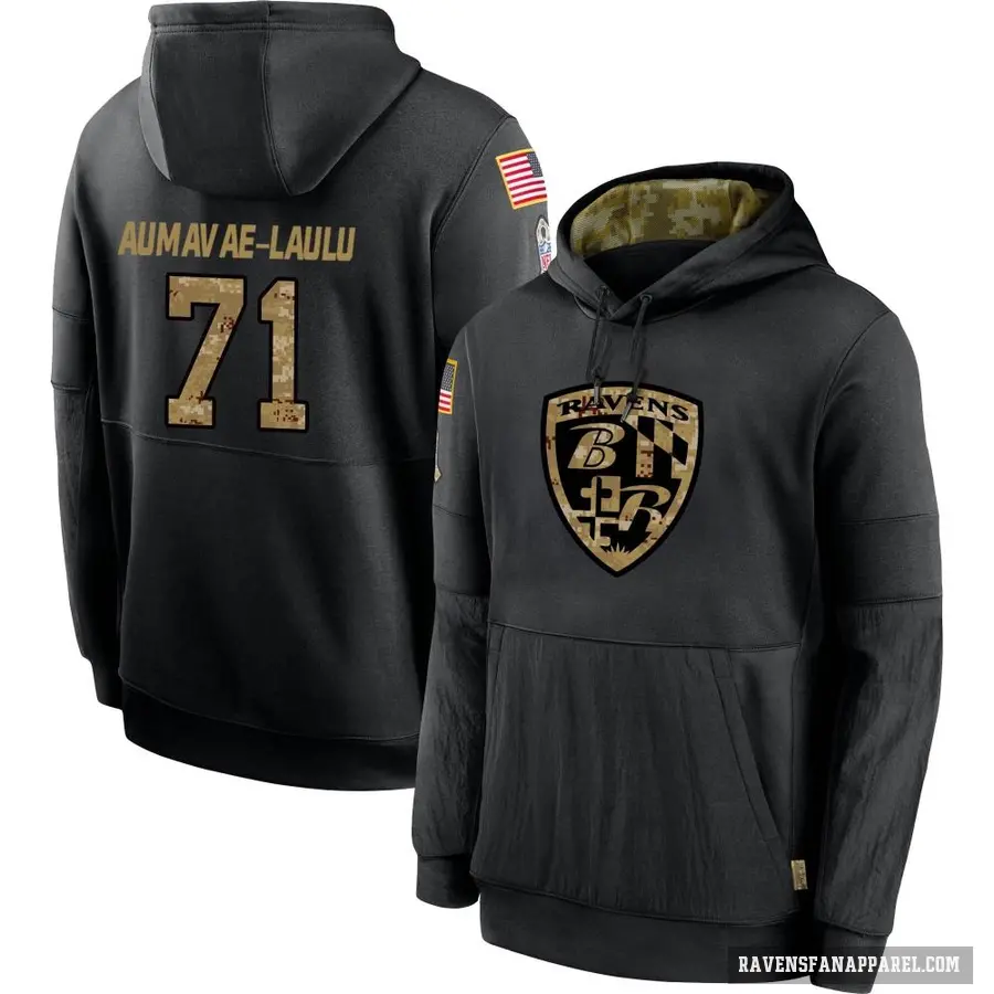 Men's ＃71 Malaesala Aumavae-Laulu Baltimore Ravens Black 2020 Salute to Service Sideline Performance Pullover Hoodie