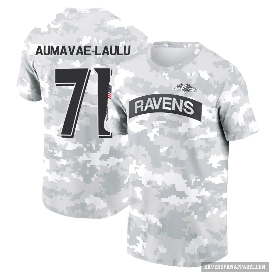 Men's ＃71 Malaesala Aumavae-Laulu Baltimore Ravens Camo Arctic 2024 Salute to Service Performance T-Shirt