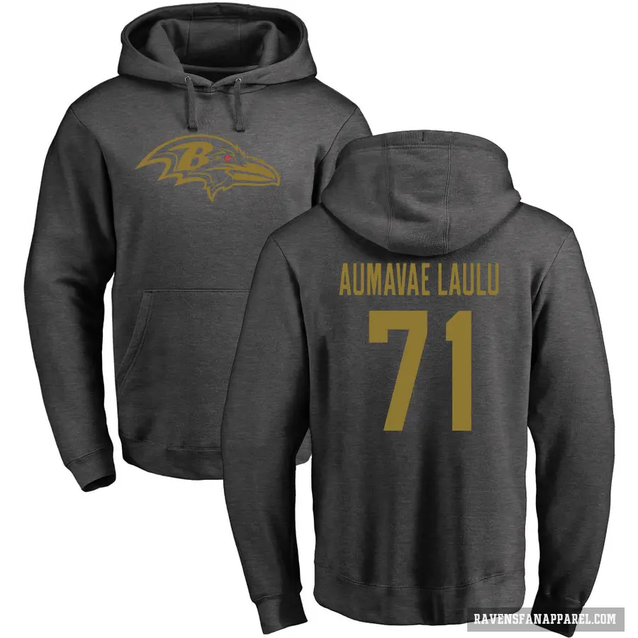 Men's ＃71 Malaesala Aumavae-Laulu Baltimore Ravens Pro Line by Branded Ash One Color Pullover Hoodie