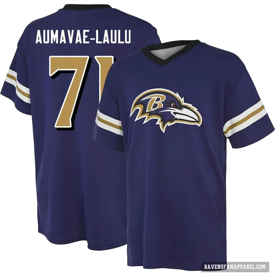 Men's ＃71 Malaesala Aumavae-Laulu Baltimore Ravens Purple Game Day V-Neck T-Shirt