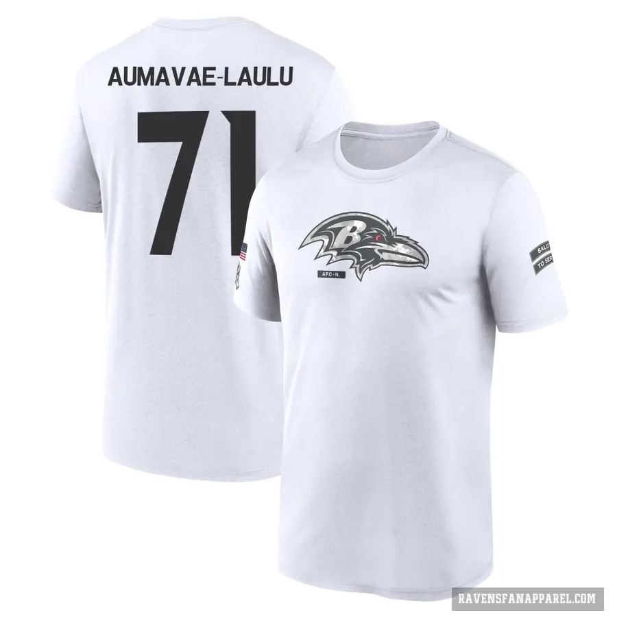 Men's ＃71 Malaesala Aumavae-Laulu Baltimore Ravens White 2024 Salute to Service Performance T-Shirt