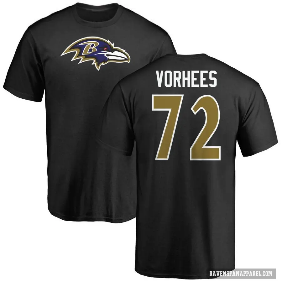 Men's ＃72 Andrew Vorhees Baltimore Ravens Black Logo T-Shirt