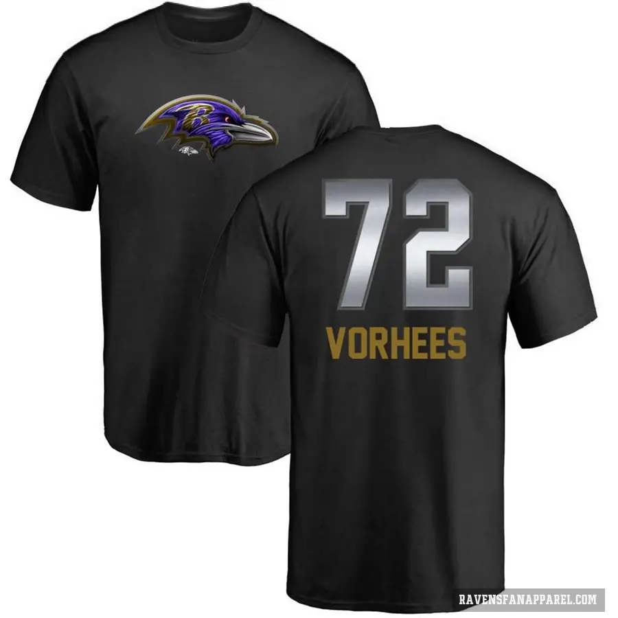 Men's ＃72 Andrew Vorhees Baltimore Ravens Black Midnight Mascot T-Shirt