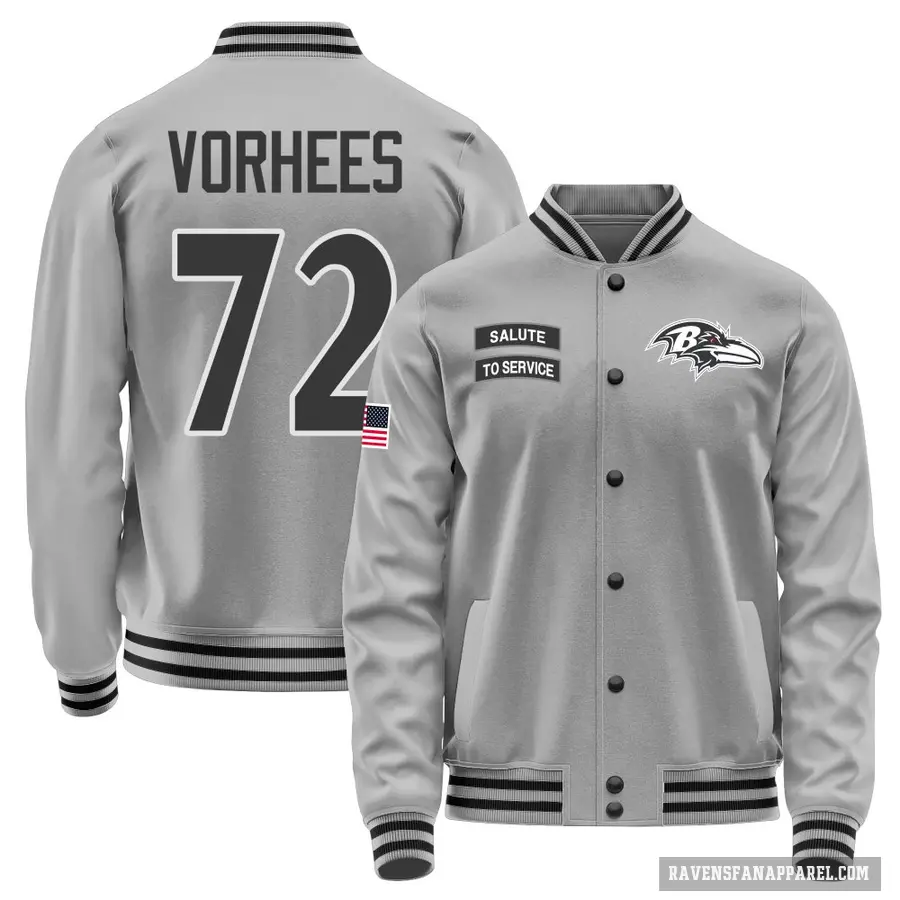 Men's ＃72 Andrew Vorhees Baltimore Ravens Gray Salute to Service Performance Jacket