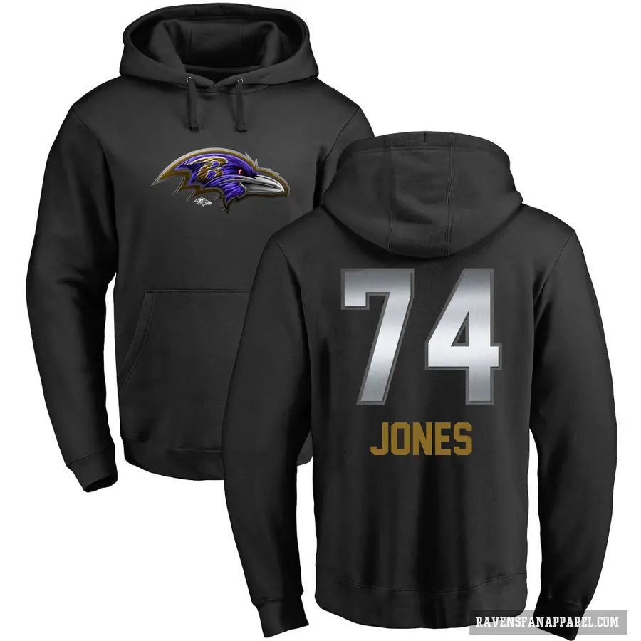 Men's ＃74 Josh Jones Baltimore Ravens Black Midnight Mascot Pullover Hoodie