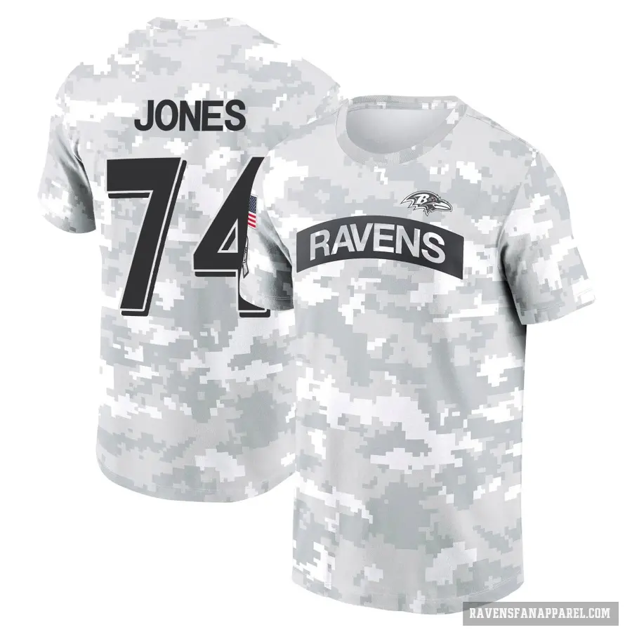 Men's ＃74 Josh Jones Baltimore Ravens Camo Arctic 2024 Salute to Service Performance T-Shirt