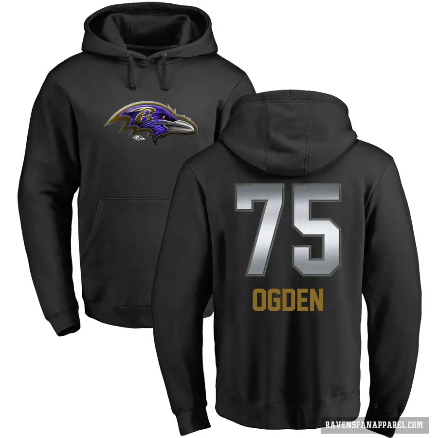 Men's ＃75 Jonathan Ogden Baltimore Ravens Black Midnight Mascot Pullover Hoodie