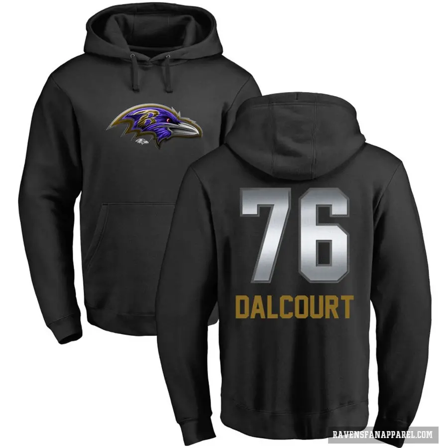 Men's ＃76 Darrian Dalcourt Baltimore Ravens Black Midnight Mascot Pullover Hoodie