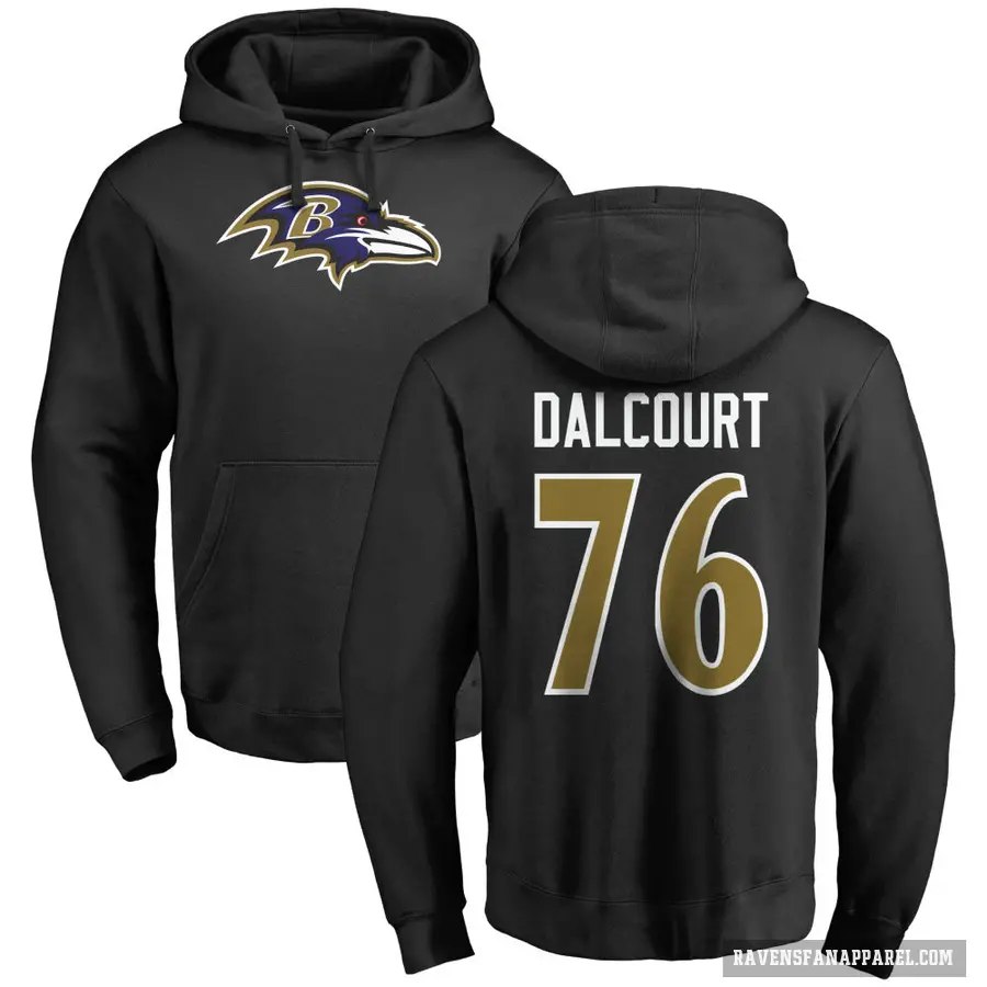 Men's ＃76 Darrian Dalcourt Baltimore Ravens Black Pro Line Name & Number Logo Pullover Hoodie