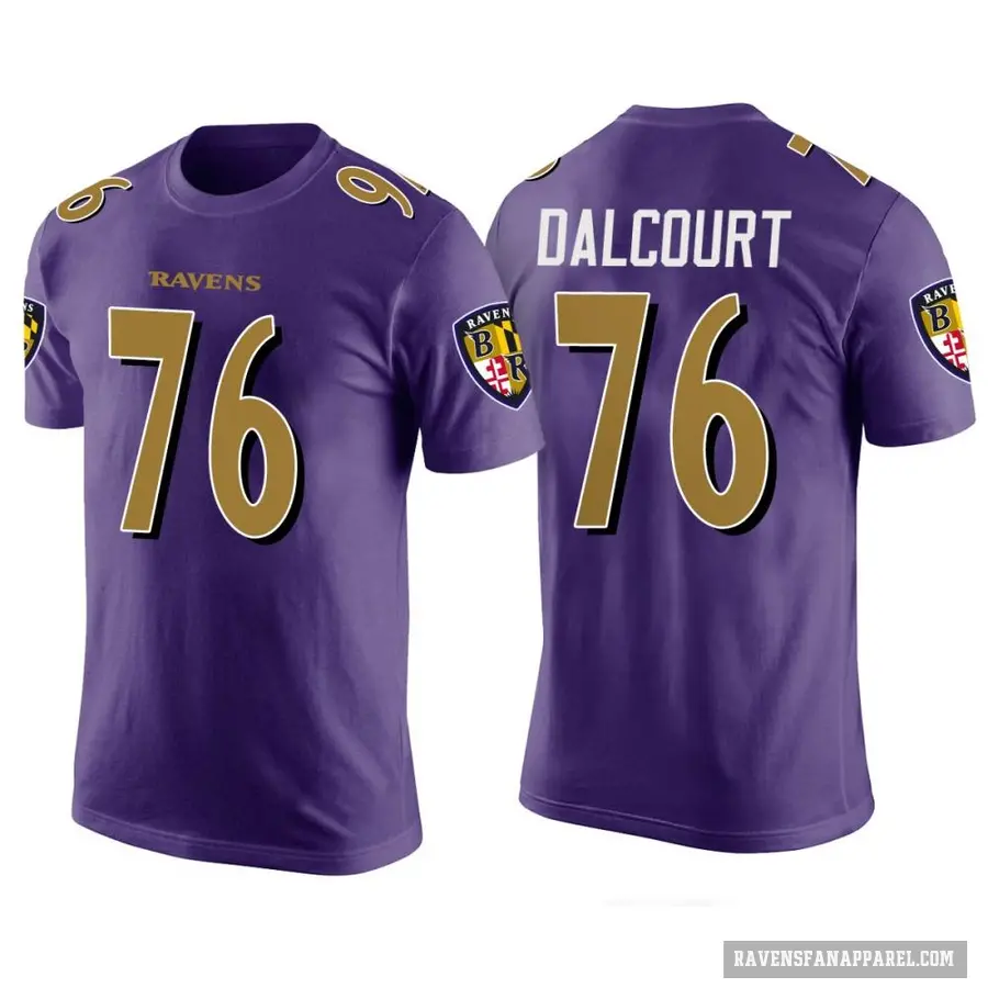 Men's ＃76 Darrian Dalcourt Baltimore Ravens Purple Color Rush T-Shirt