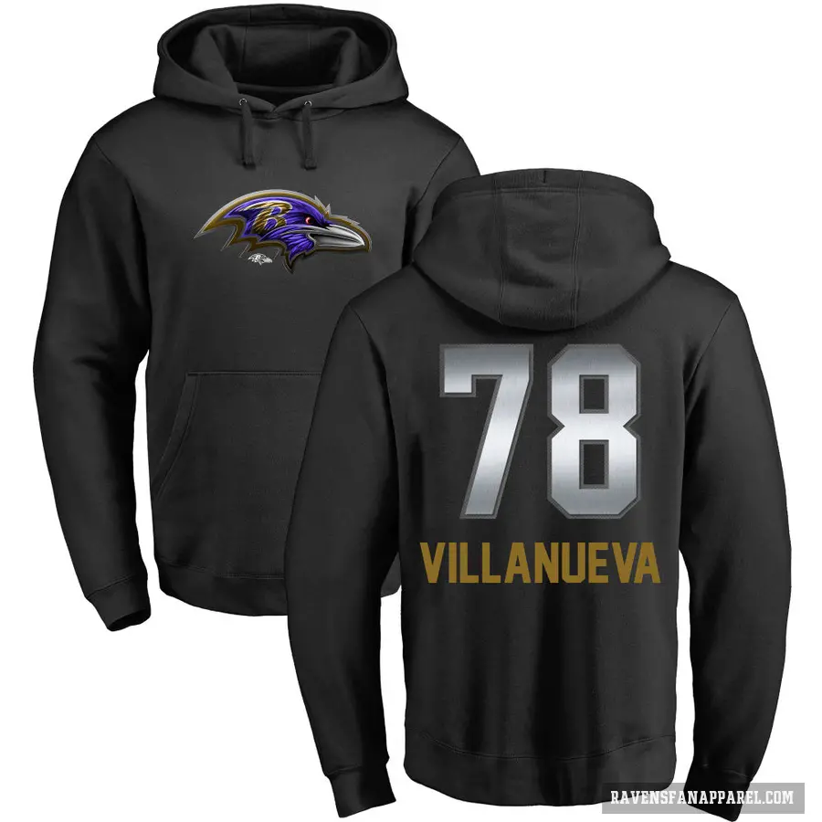 Men's ＃78 Alejandro Villanueva Baltimore Ravens Black Midnight Mascot Pullover Hoodie