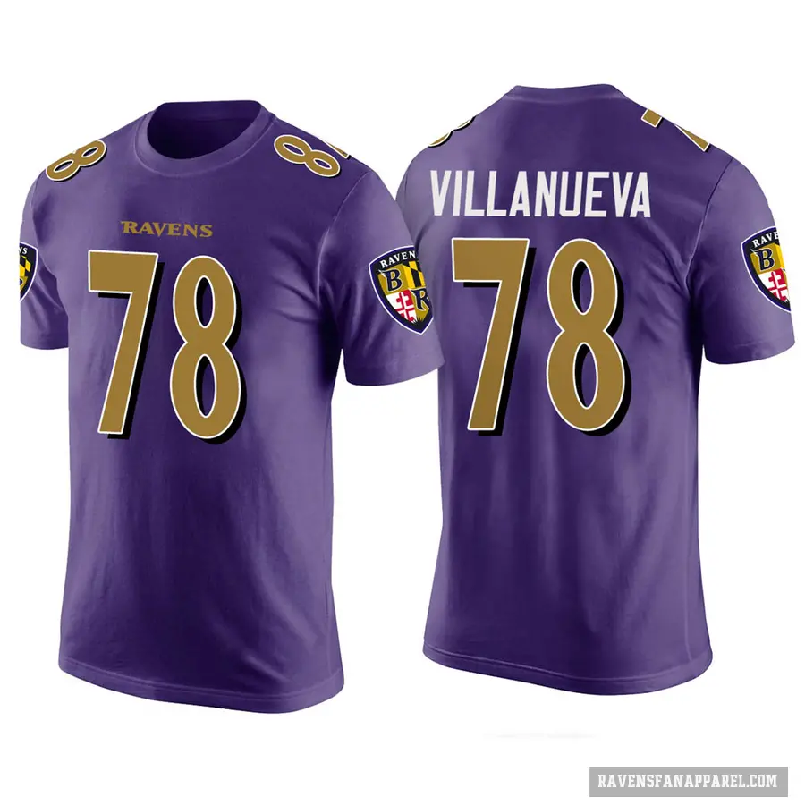 Men's ＃78 Alejandro Villanueva Baltimore Ravens Purple Color Rush T-Shirt