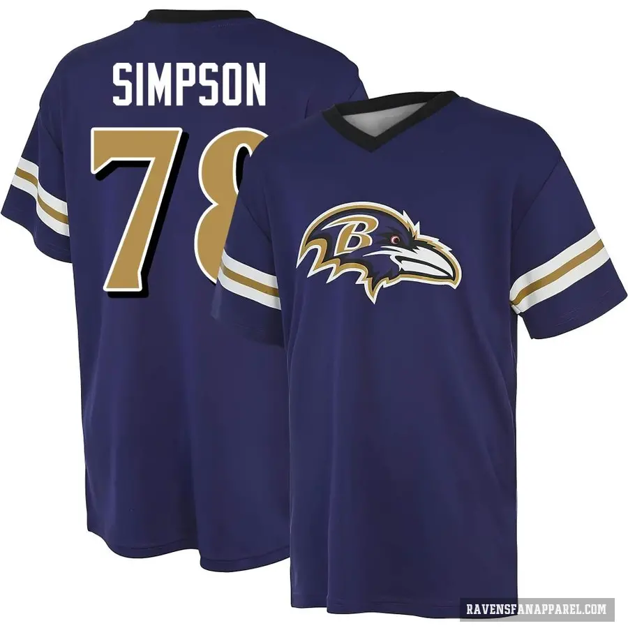 Men's ＃78 Darrell Simpson Baltimore Ravens Purple Game Day V-Neck T-Shirt