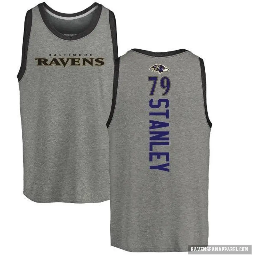 Men's ＃79 Ronnie Stanley Baltimore Ravens Ash Backer Tank Top