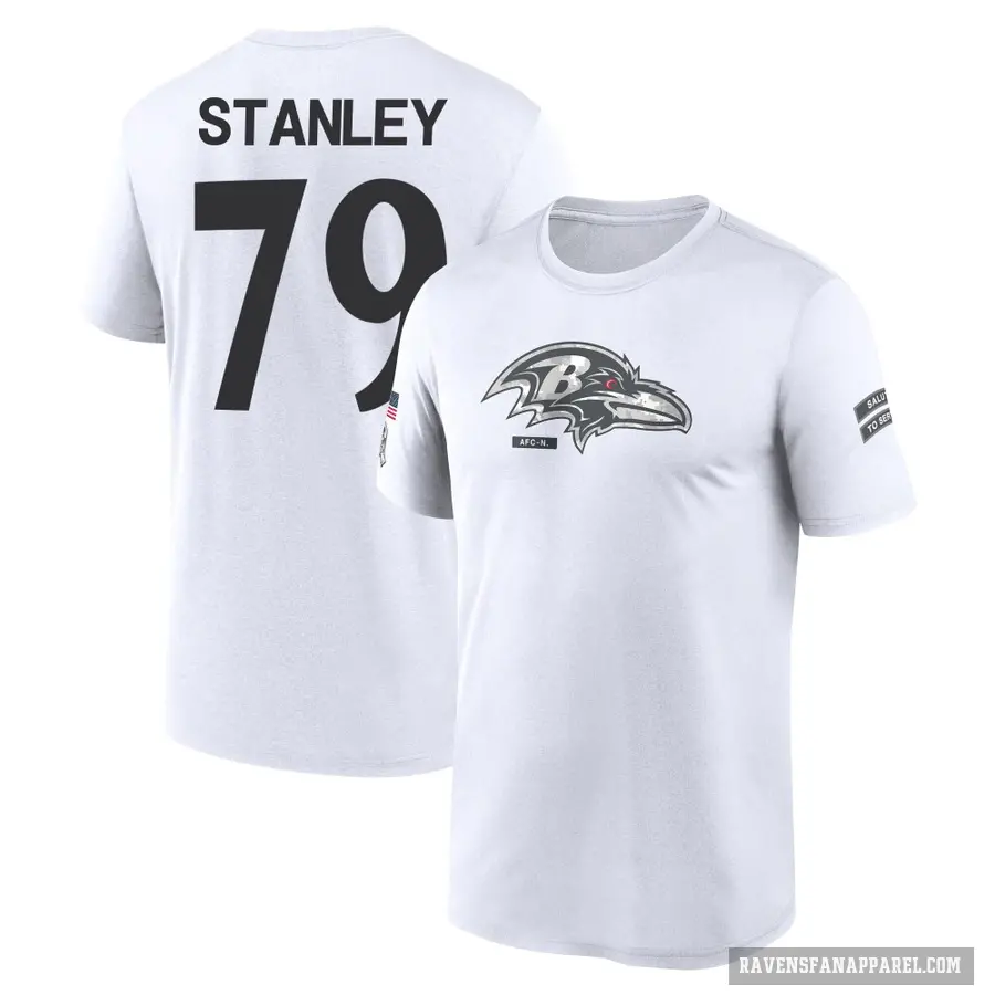 Men's ＃79 Ronnie Stanley Baltimore Ravens White 2024 Salute to Service Performance T-Shirt