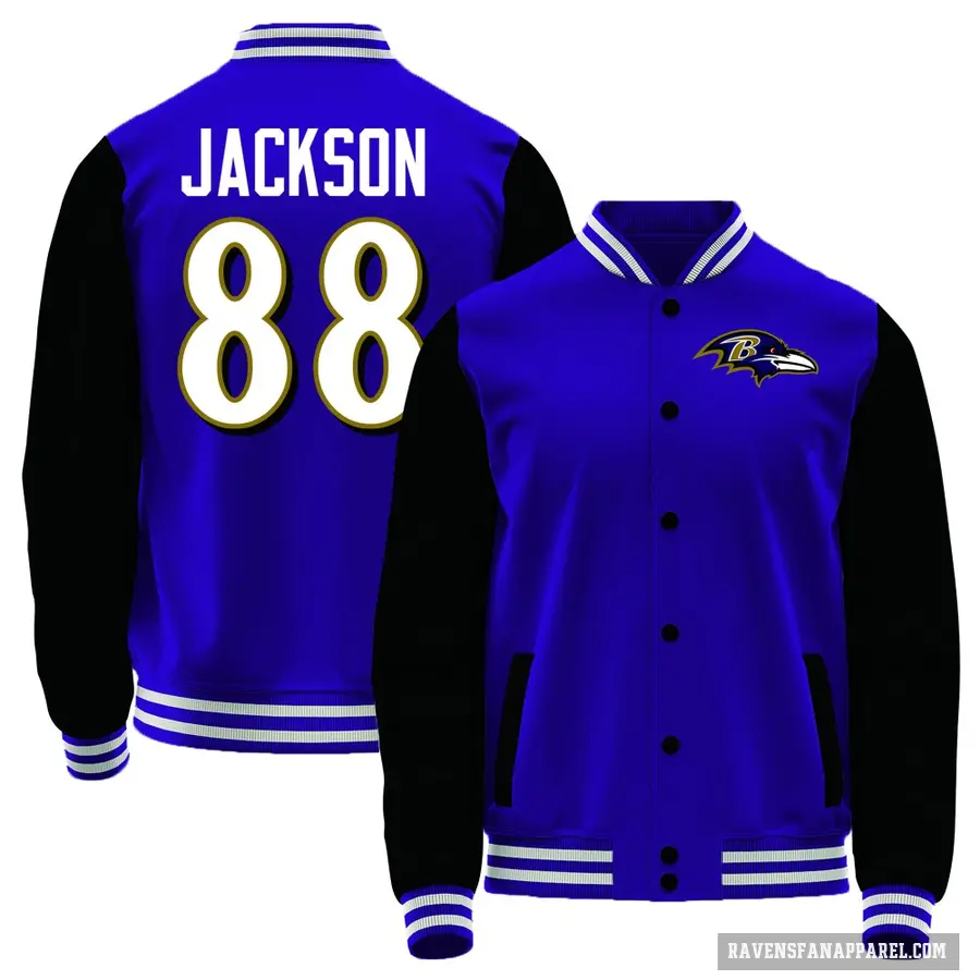 Men's ＃8 Lamar Jackson Baltimore Ravens Purple/Black Full-Snap Name & Number Jacket