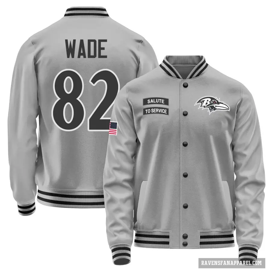 Men's ＃82 Dayton Wade Baltimore Ravens Gray Salute to Service Performance Jacket