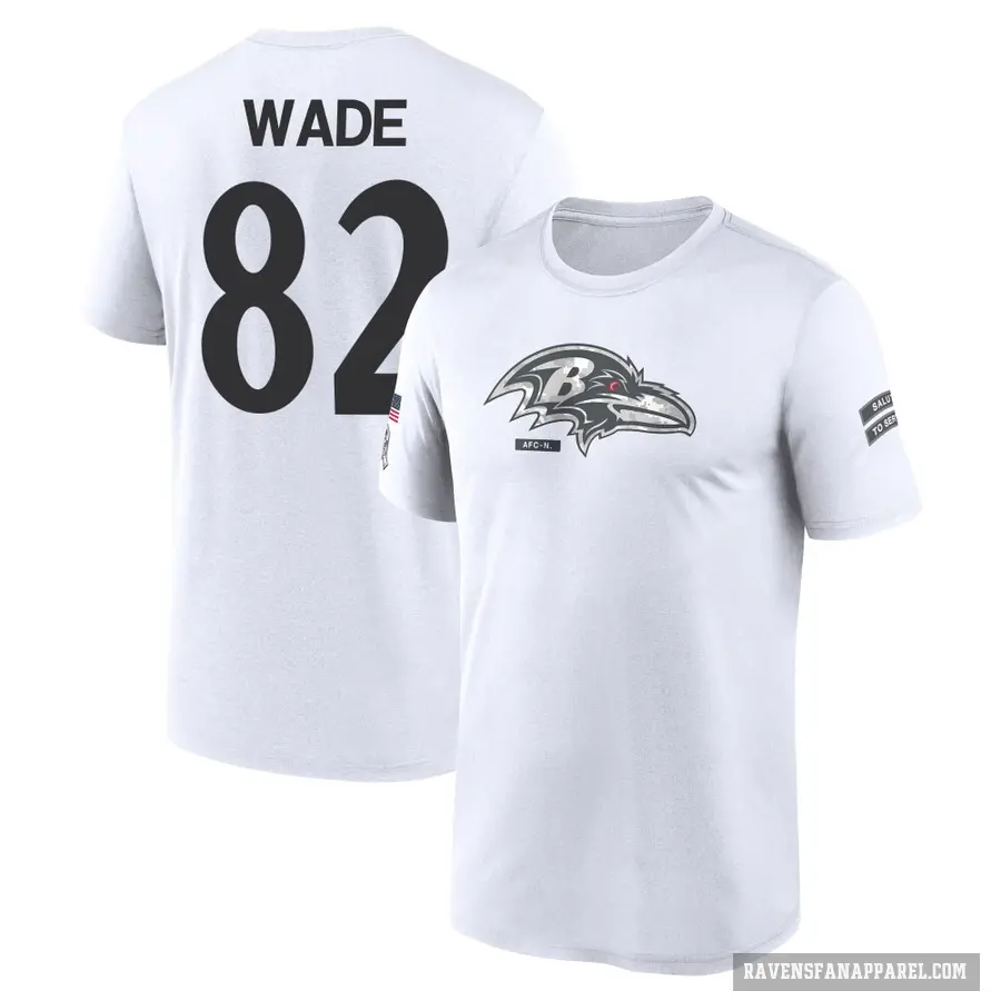 Men's ＃82 Dayton Wade Baltimore Ravens White 2024 Salute to Service Performance T-Shirt