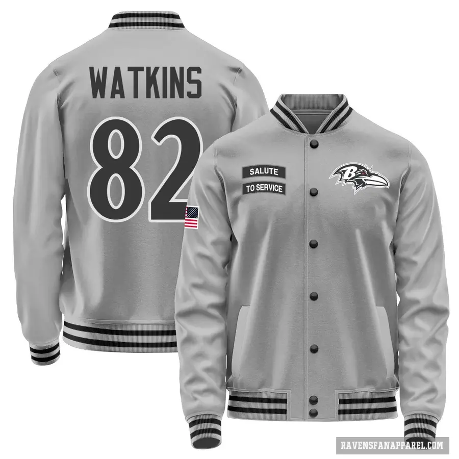 Men's ＃82 Sammy Watkins Baltimore Ravens Gray Salute to Service Performance Jacket