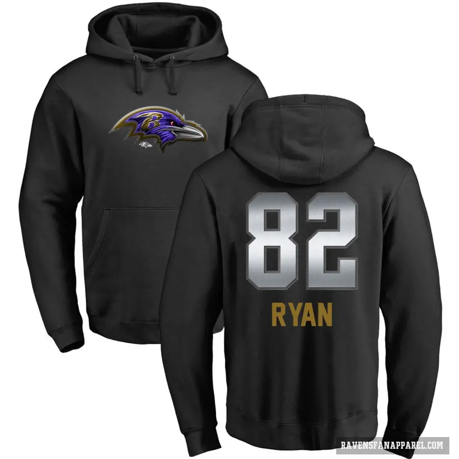 Men's ＃82 Sean Ryan Baltimore Ravens Black Midnight Mascot Pullover Hoodie