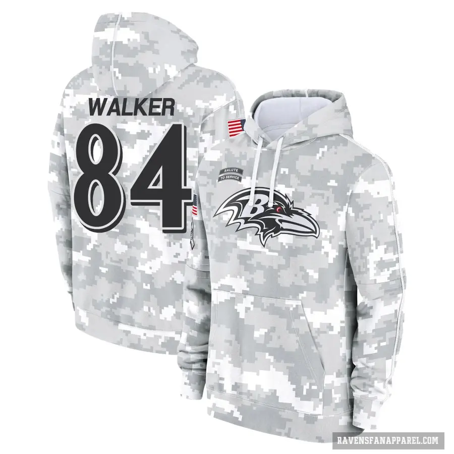 Men's ＃84 Brian Walker Baltimore Ravens Arctic Camo 2024 Salute to Service Club Fleece Pullover Hoodie