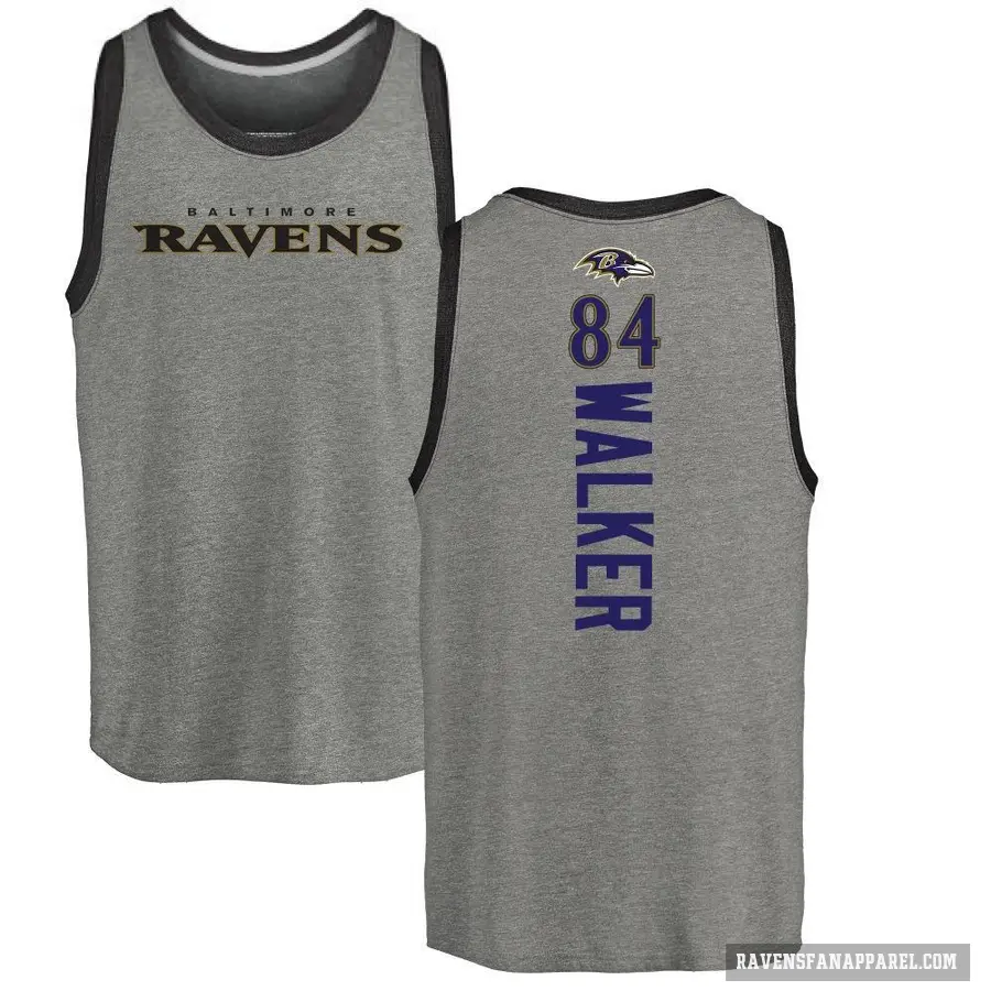 Men's ＃84 Brian Walker Baltimore Ravens Ash Backer Tank Top