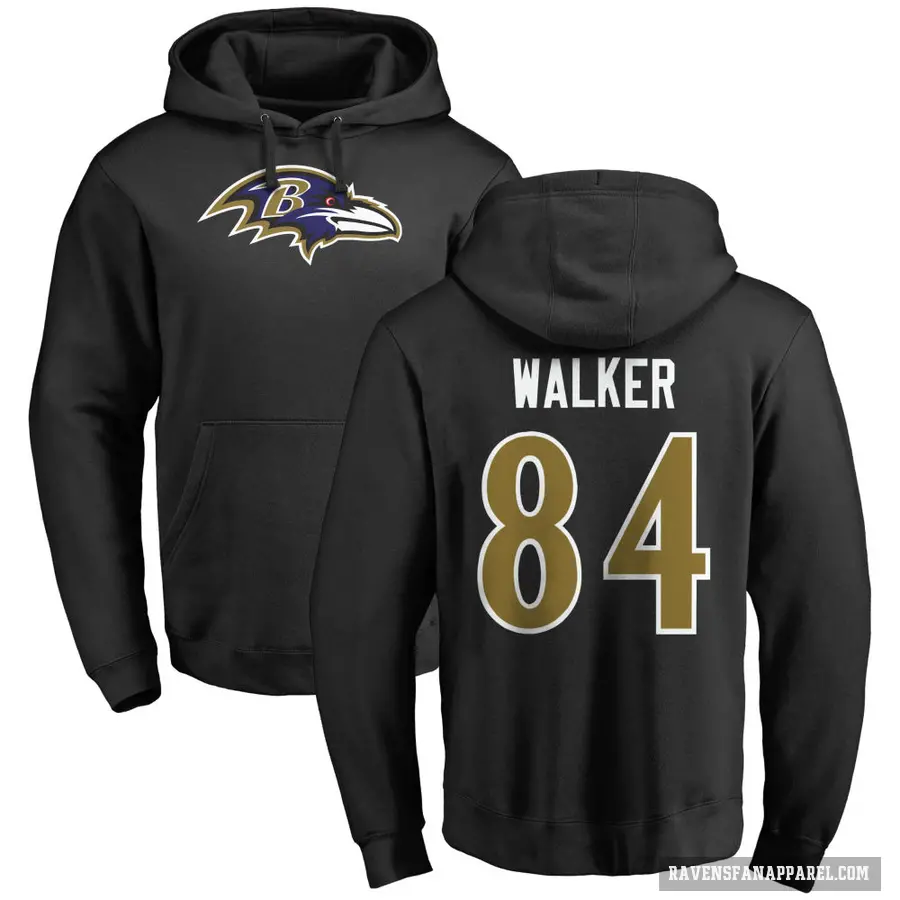 Men's ＃84 Brian Walker Baltimore Ravens Black Pro Line Name & Number Logo Pullover Hoodie