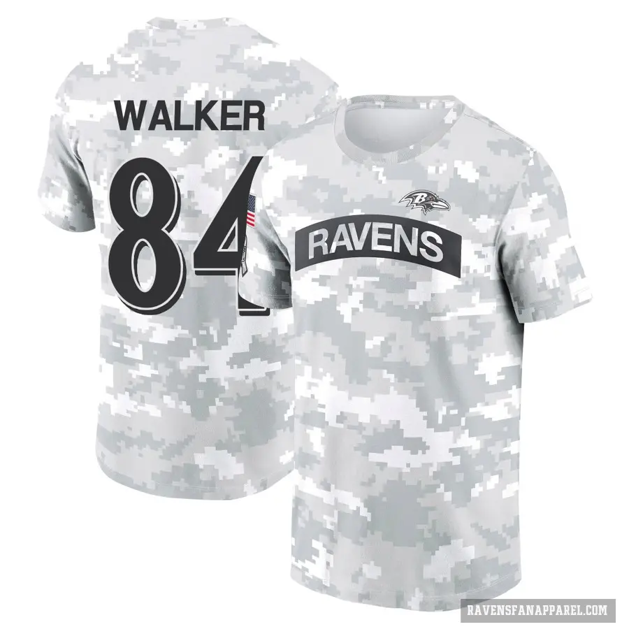 Men's ＃84 Brian Walker Baltimore Ravens Camo Arctic 2024 Salute to Service Performance T-Shirt