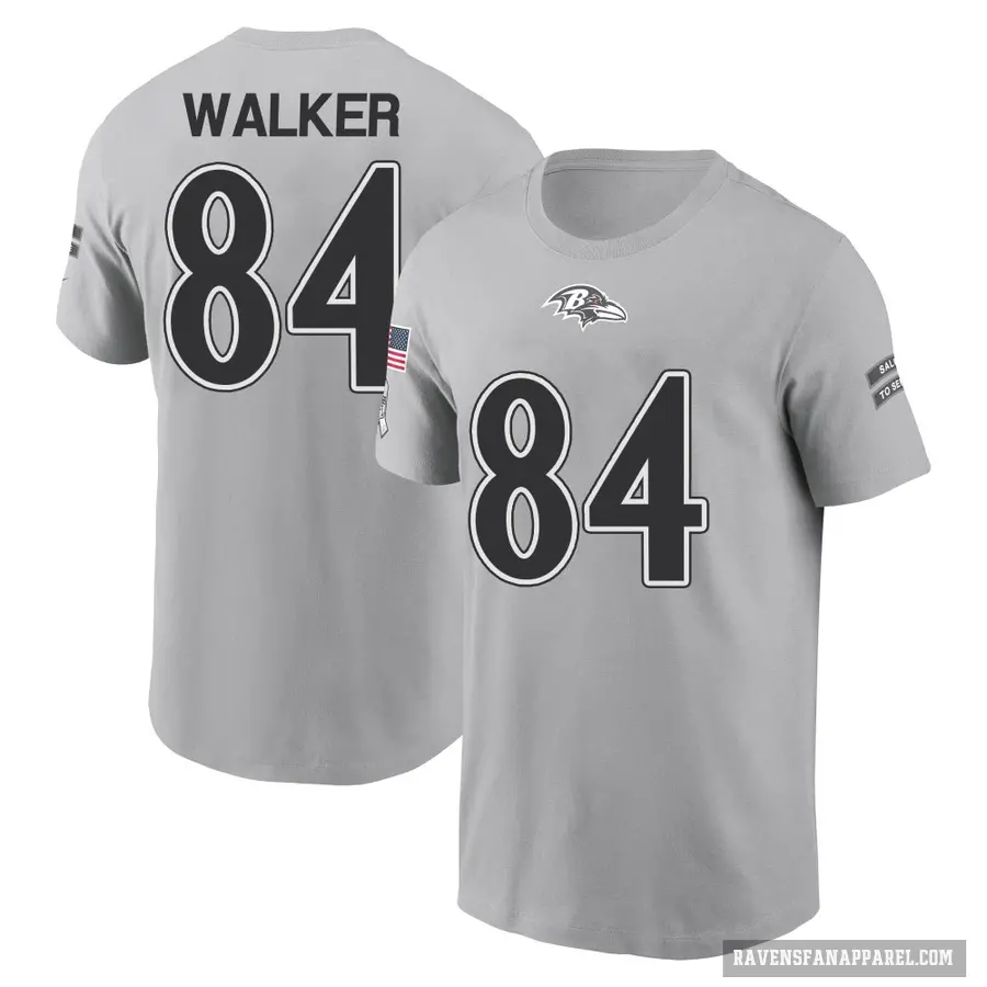 Men's ＃84 Brian Walker Baltimore Ravens Gray 2024 Salute to Service T-Shirt