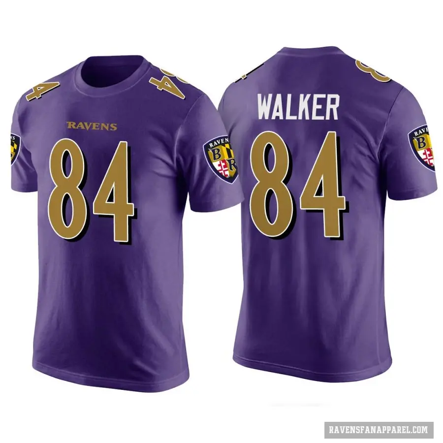 Men's ＃84 Brian Walker Baltimore Ravens Purple Color Rush T-Shirt