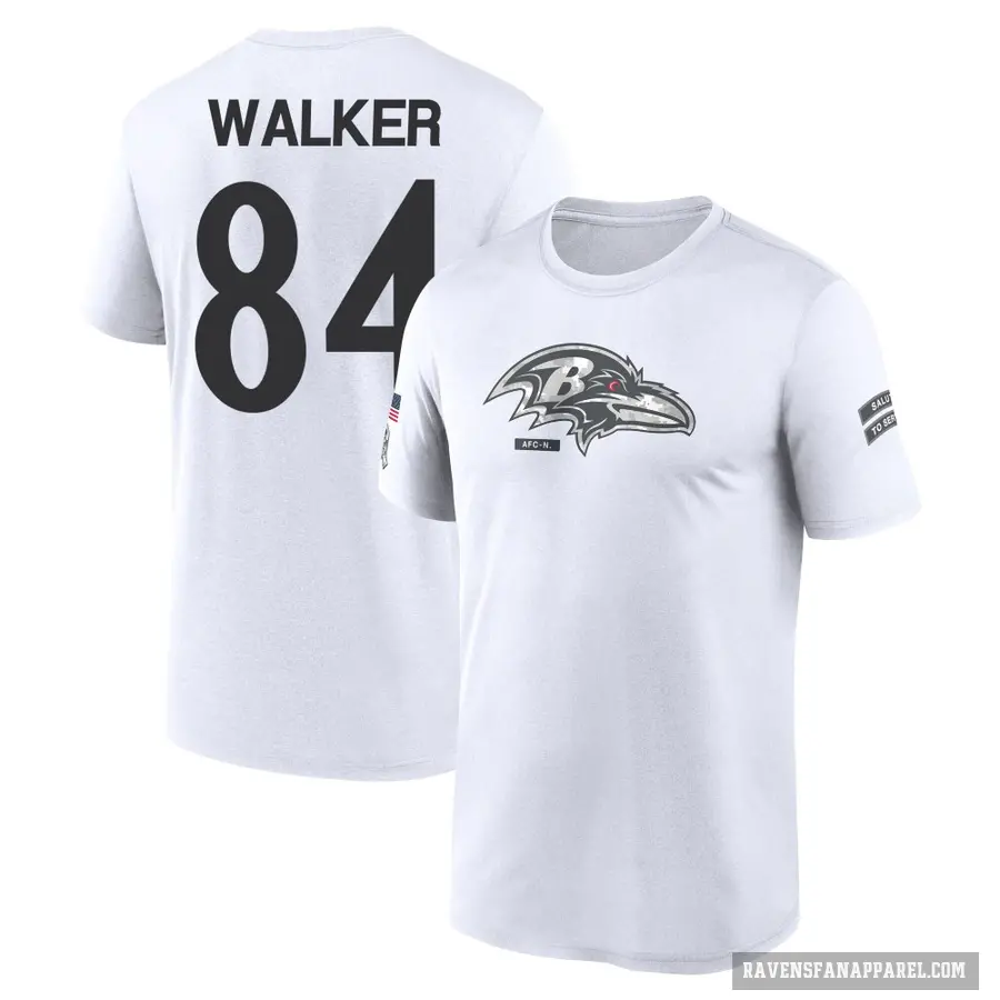 Men's ＃84 Brian Walker Baltimore Ravens White 2024 Salute to Service Performance T-Shirt