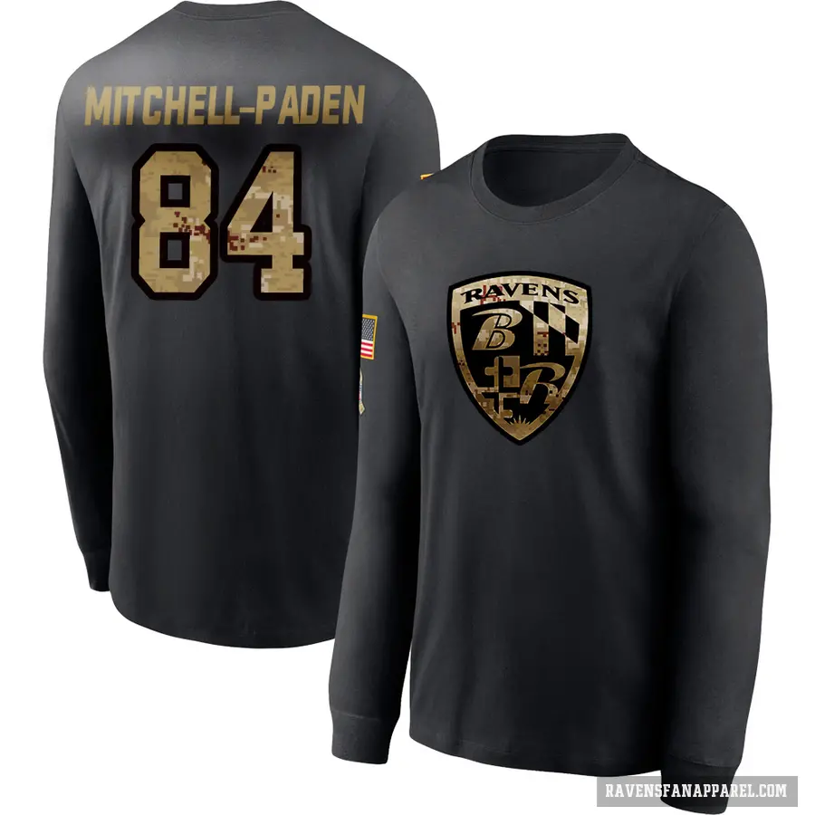 Men's ＃84 Zaire Mitchell-Paden Baltimore Ravens Black 2020 Salute To Service Sideline Performance Long Sleeve T-Shirt