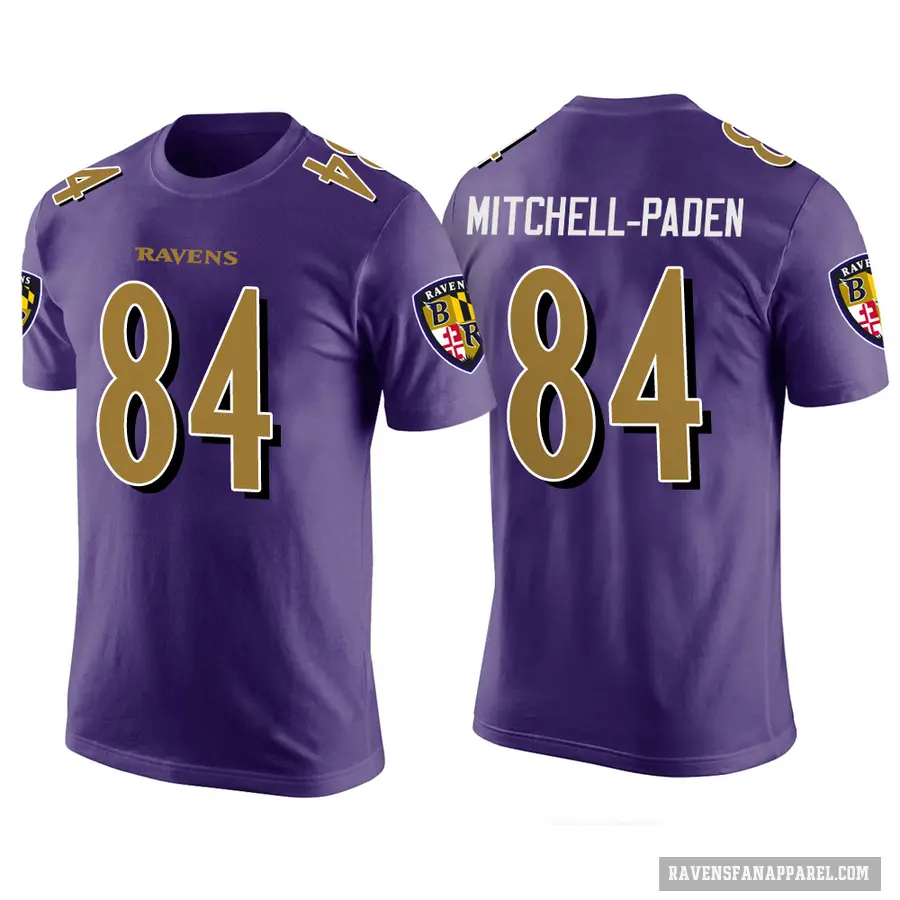 Men's ＃84 Zaire Mitchell-Paden Baltimore Ravens Purple Color Rush T-Shirt