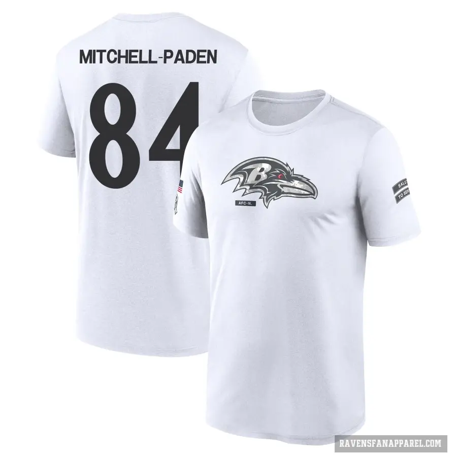 Men's ＃84 Zaire Mitchell-Paden Baltimore Ravens White 2024 Salute to Service Performance T-Shirt