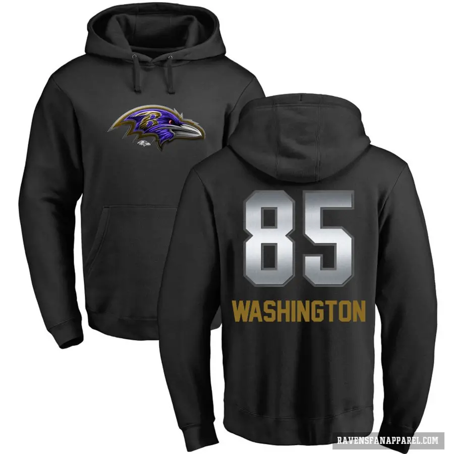 Men's ＃85 Scotty Washington Baltimore Ravens Black Midnight Mascot Pullover Hoodie